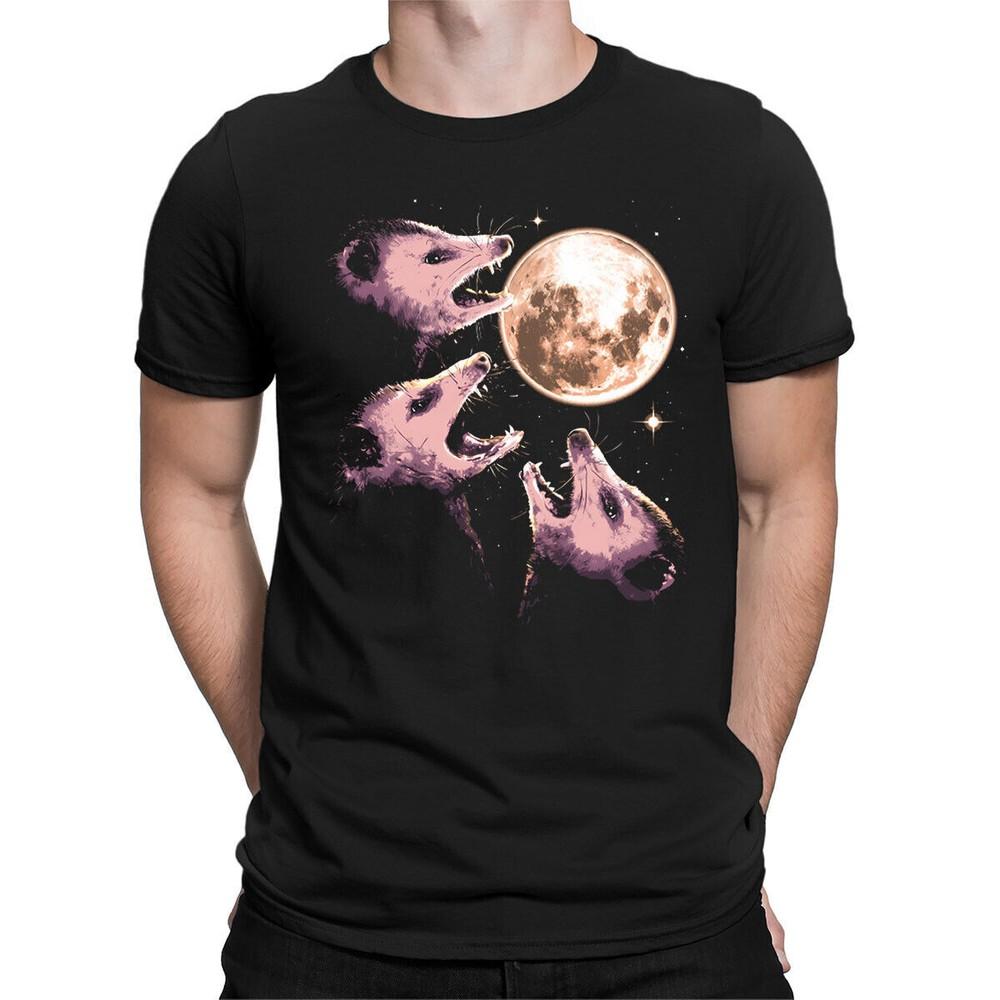 Three Possums Howling At Moon Funny Opossum Retro Mens Womens T-Shirts Top #6ED