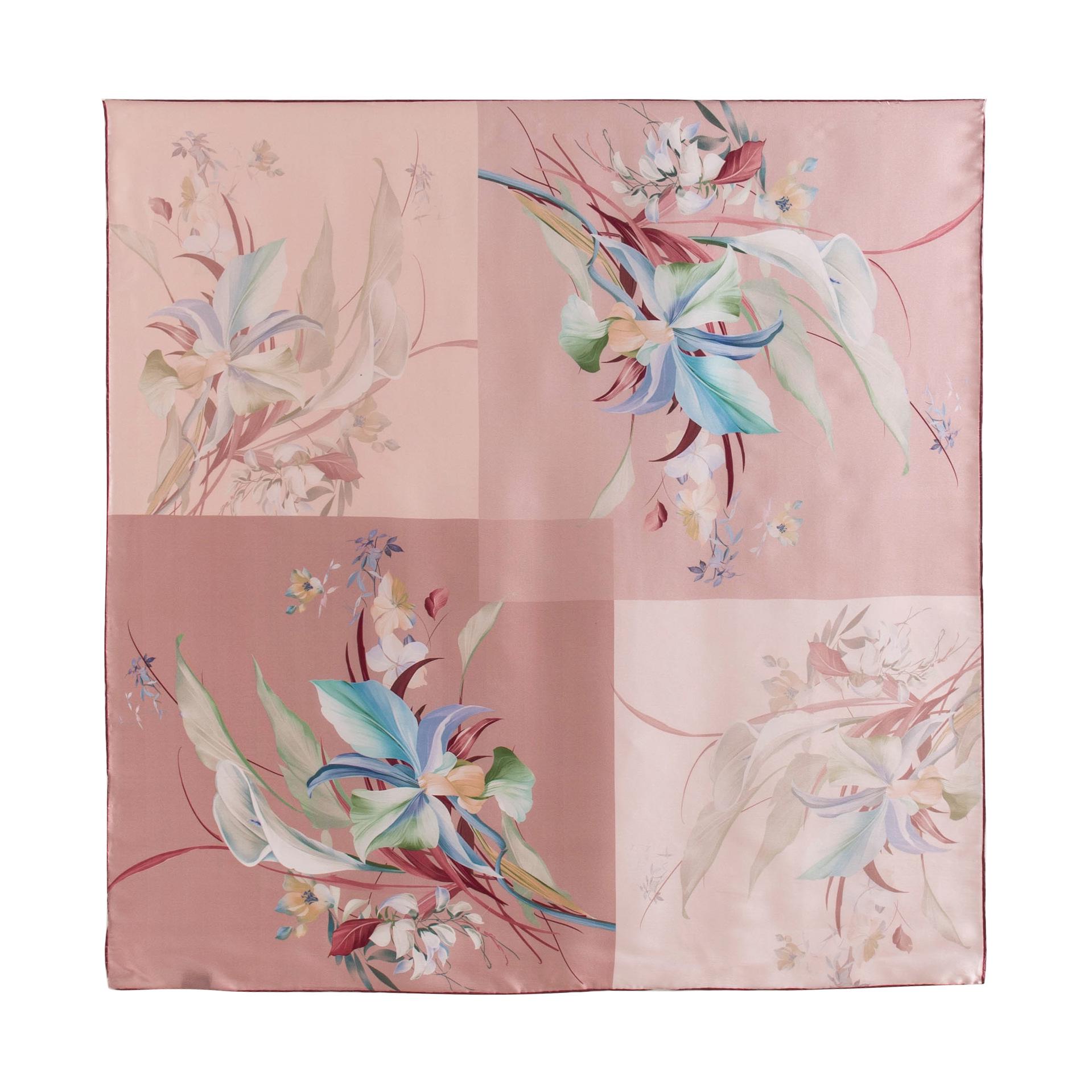 Elegant Floral Mulberry Silk Scarf: 85cm Square for Women s Fashionable Neckwear, Spring & Summer Collection