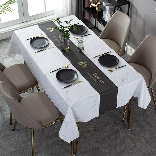 Neue Nordic Einfache Pu Tischdecke Öl Beweis Wasserdicht Waschen Kostenloser Haushalt Leder Verbrühen Tisch Matte Rechteckige Tischdecke