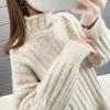 Frauen Rollkragenpullover Verdicken Warme Herbst Winter Lose Pullover Pull Jumper Dame Übergroßen Lila Gestrickte Streifen