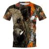Top Estivo Girocollo Stampa Animale 3D Abbigliamento Mimetico da Caccia T-shirt da Uomo alla Moda Casual a Maniche Corte