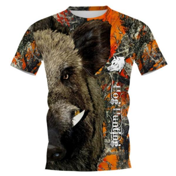 Summer Round Neck 3D Animal Print Top Hunting Camouflage Clothing Fashionable Casual Short Sleeved Men's T-shirts