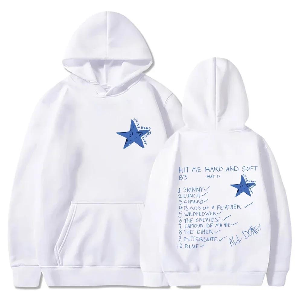 Billie Hit Me Hard and Soft Tištěná mikina s kapucí Pánská Dámská Hip Hop Mikiny s kapucí Fleecové Ležérní Nadměrné Pulovry