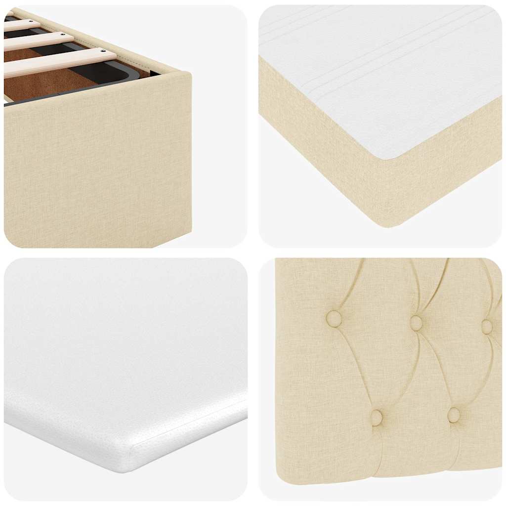Ottoman Bed with Mattress & LEDs Cream 90x200 Cm Fabric
