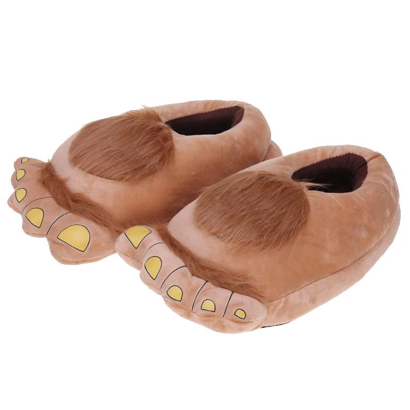 Cartoon weird big foot slippers personality creative cute plush home shoes indoor winter couple warm slippers