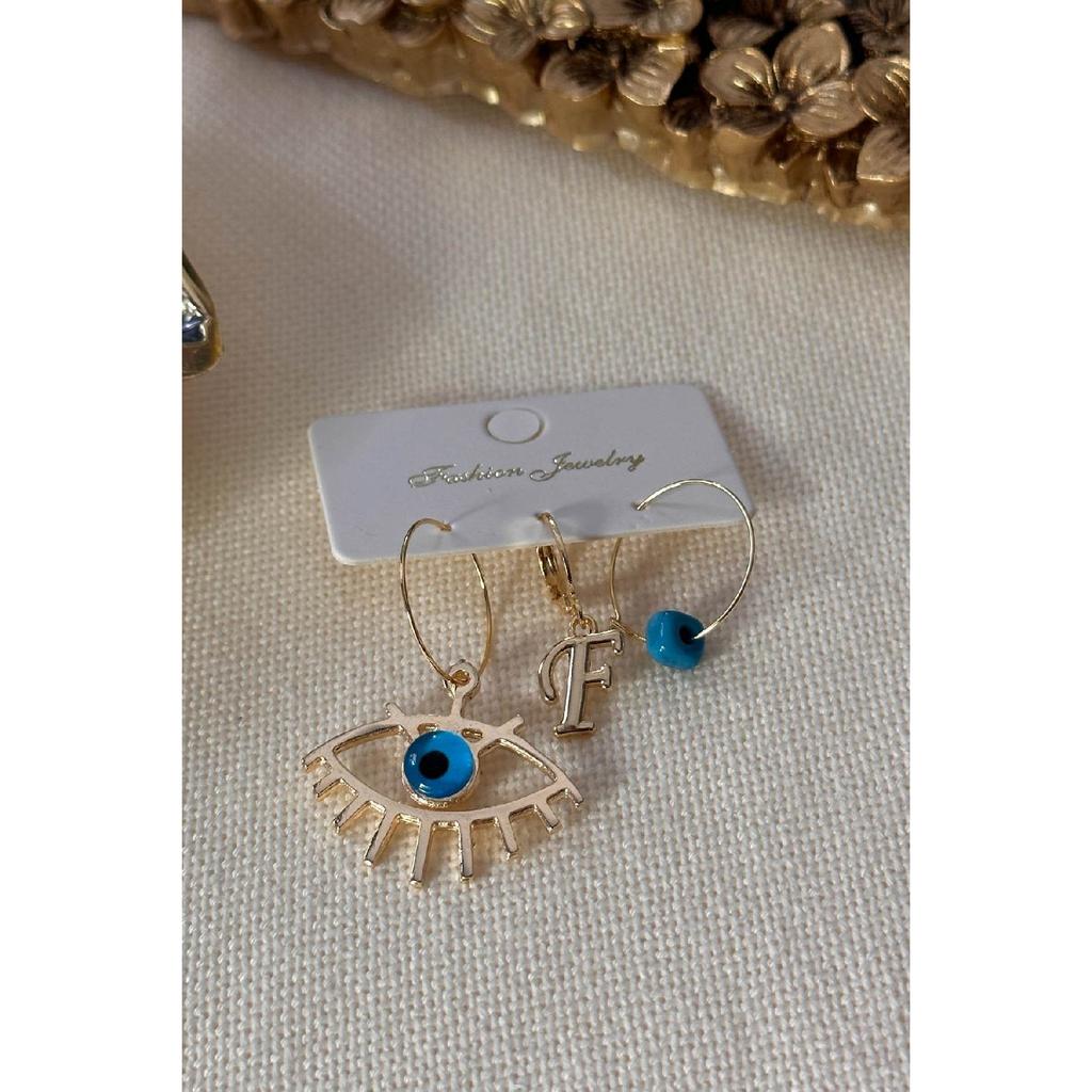 Ohrring-Set mit wählbarem Buchstaben und Augenmodell