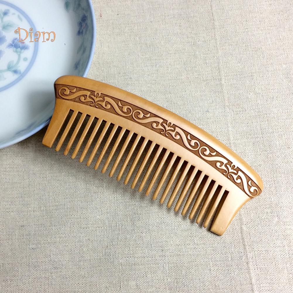 NO.INS Double Sided Carving Natural Peach Wood Comb Anti Static Hair Styling Tool Hair Comb Massage