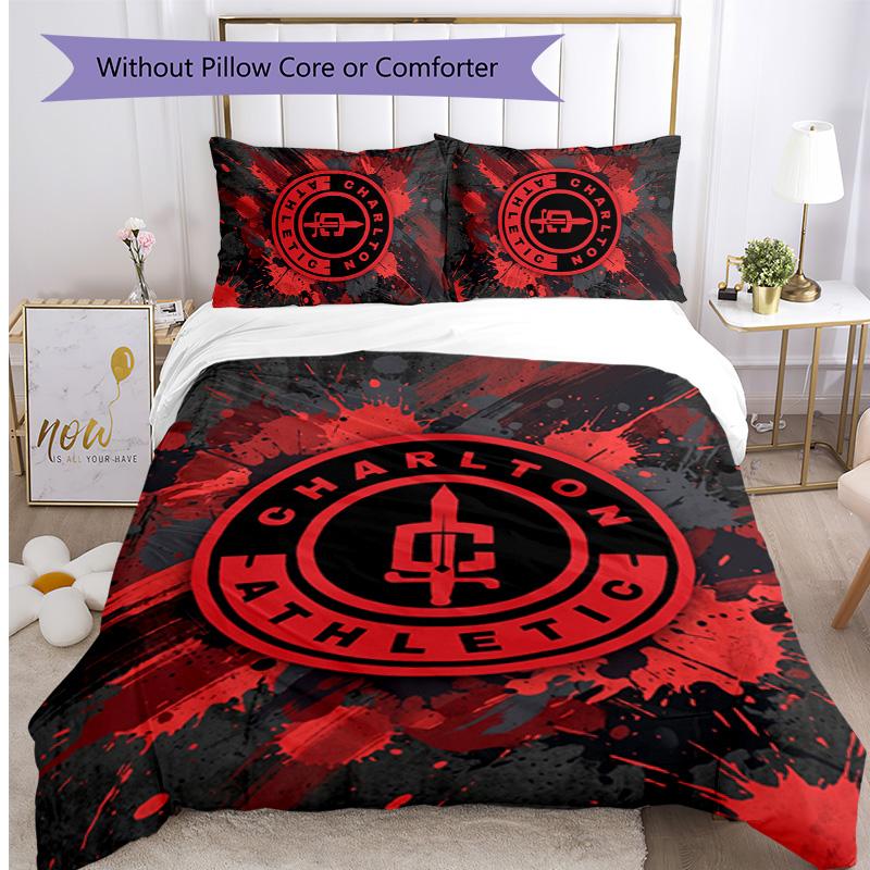 Charlton Athletic FC Ensemble de literie imprimé 3 pièces Housse de couette respirante avec taies d'oreiller Linge de lit décoratif pour chambre à coucher Maison