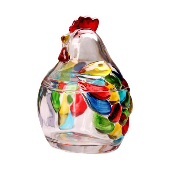 

Скляна Курка на Гнізді Цукерниця з Кришкою Велика На Підставці Миска для Закусок для Цукерок Печива Горіхів Десертів Винтажний Рустикальний Банка для Цукерок для Домашньої Кухні Офісу D