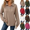 Women's Collar Button Long Sleeve Loosen Fit Sweater Casual Pullover for and Daily Wear