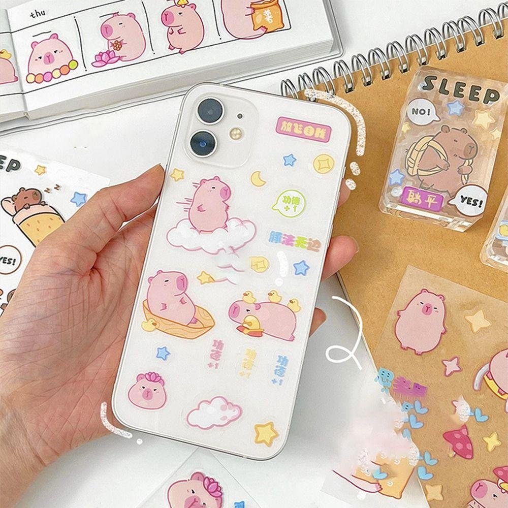 20 Pcs/Bag Kawaii Pink Capybara Stickers Funny Cartoon Poster DIY Toy Notebook Sticker  Student