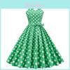 Abito Vintage in Cotone a Pois con Schiena Annodata e Design Off-the-Shoulder per Donna