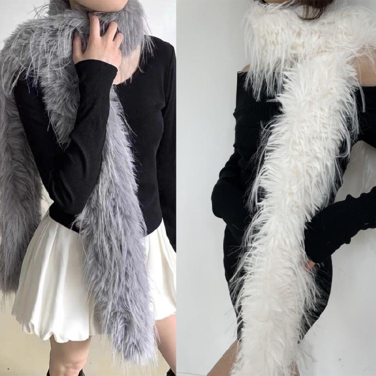 Long Plush Scarf Furry Neck Wrap Adult Girl Decorative Scarf Formal Dress Collar
