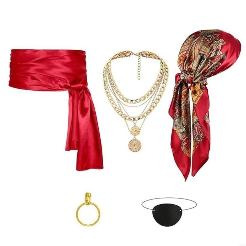 with Necklace Pirate Costume Accessories Eye Mask Halloween Pirate Cosplay Adult