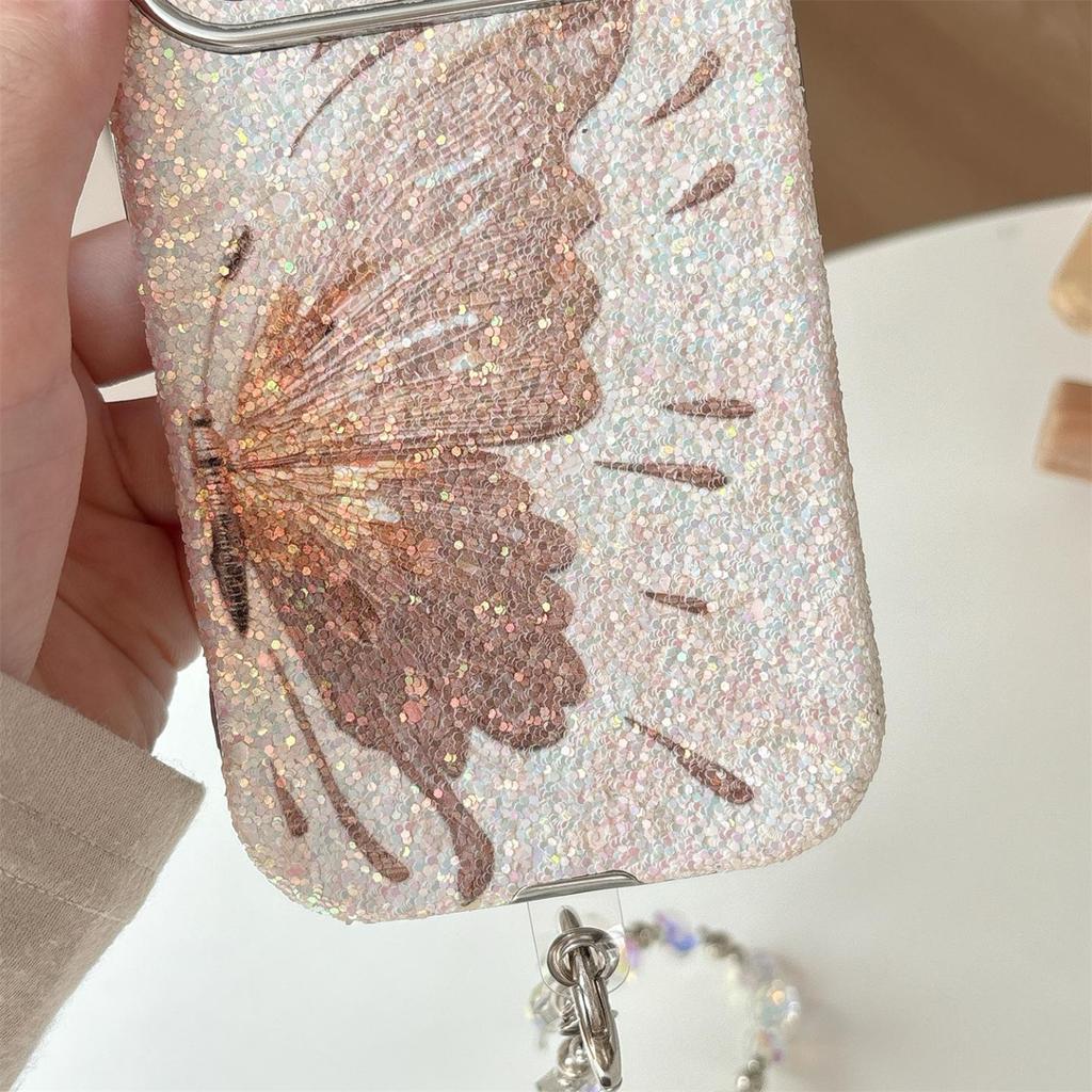 Pink Butterfly Protective Case for iPhone 14/15/16/17 Pro Max