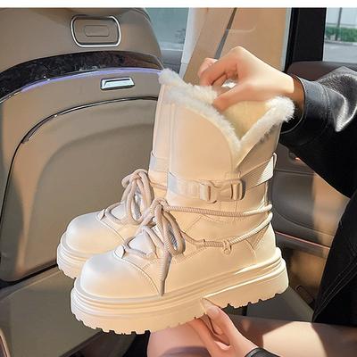Waterproof Snow Boots Women's Winter 2025 New Velvet Thickened Short Cotton Boots Warm Thick-soled Straps Casual Cotton Shoes