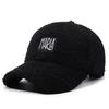 Women Embroidered Letter Hat Lamb Wool Autumn Winter Baseball Cap