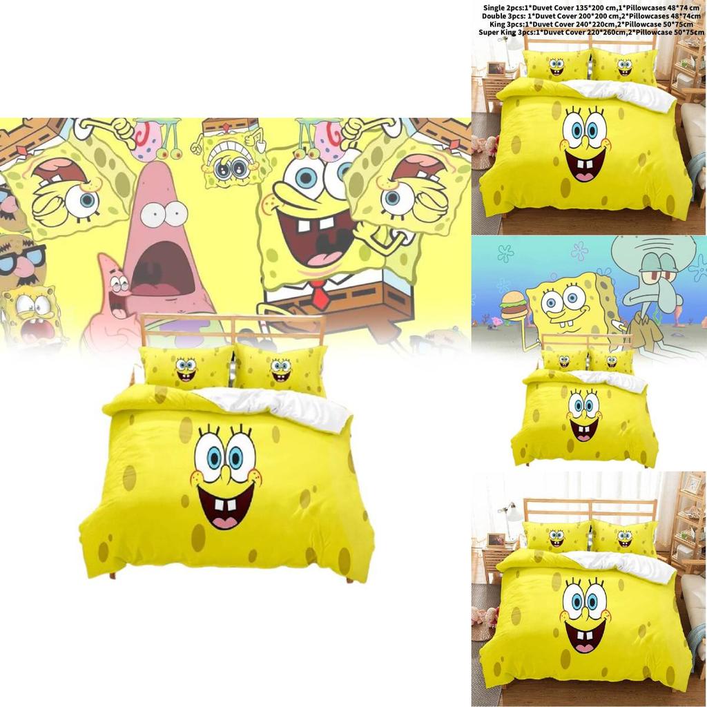Spongebob Squarepants Bedding Set With Polyester Fabric For Kid And Teens Sleep Decor
