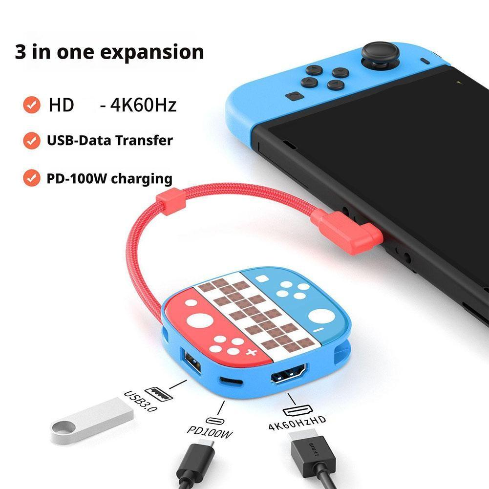 2nd Type C Docking Station 3 in 1 For Switch 2 4k 60Hz USB 3.0 5Gbps PD-100W