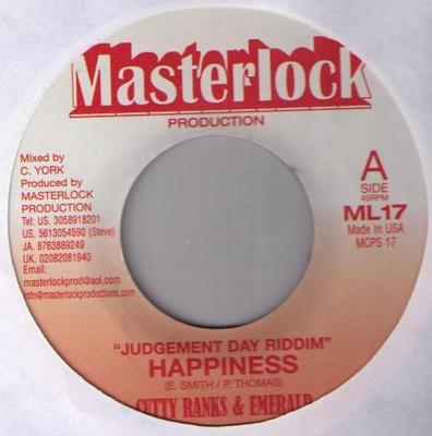 7inch Record CUTTY RANKS & EMERALD / CHARDEL - Happiness / Falling ML17 Masterlock Prod 2003 US Reggae, Ska & Dub Used