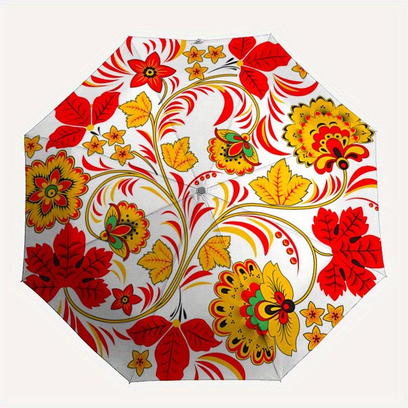 

1pc Floral Ornament Automatic Umbrella 8-Bone Design Compact Gear for Outdoor Travel, Perfect Holiday Gift y250827014