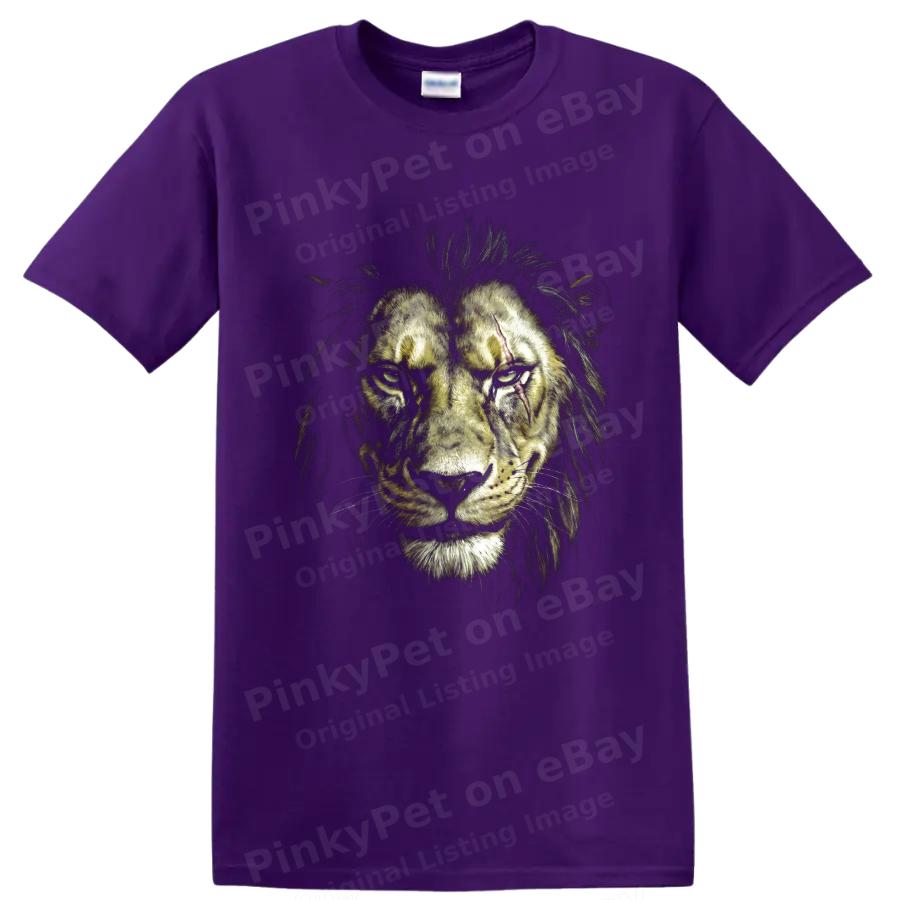 Scarred Lion T Shirt Dark Villain Portrait Big Cat Graphic Art Unisex Tee Gift