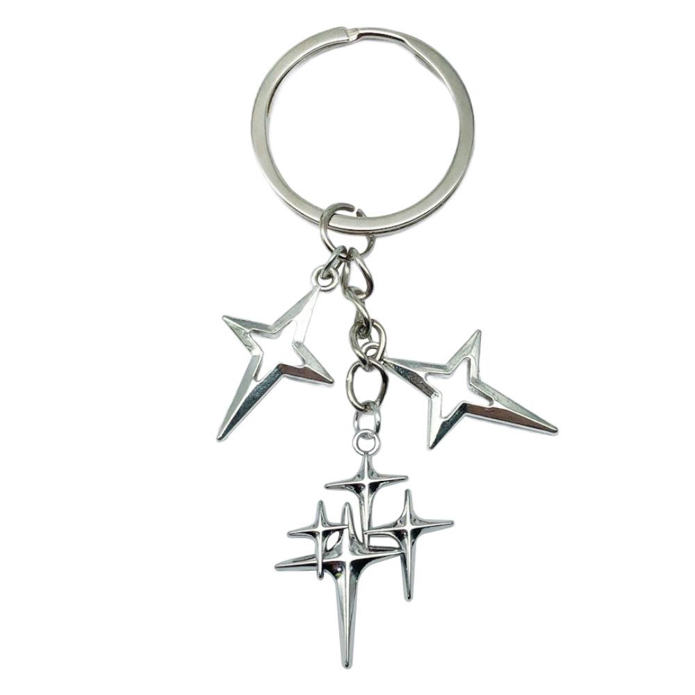 Trendy Four-Point Star & Moon Keychain Pendant: Simple Bag Decoration