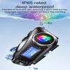 Q58-MAX Motorcycle Helmet Bluetooth Headset Intercom LED Lighting Dual 500M IP65 Rateddeep Waterproof Stereo FM Radio Interphone