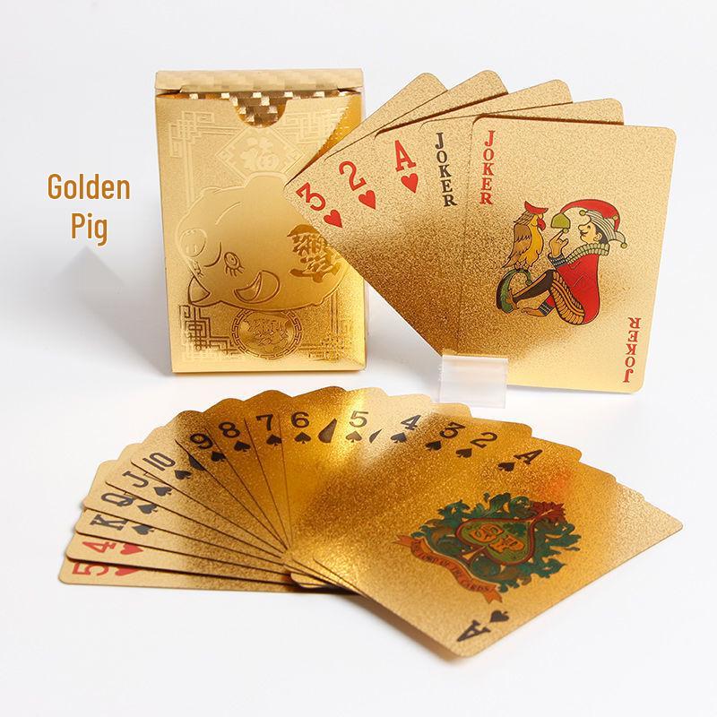 High-Grade Gold Foil Durable PVC Waterproof Poker Cards for Party Games