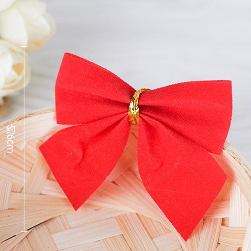 12pcs Bowknot Xmas Tree Ornament Bow Hanging Decoration Christmas Gift DIY Decor Gold Silver Red