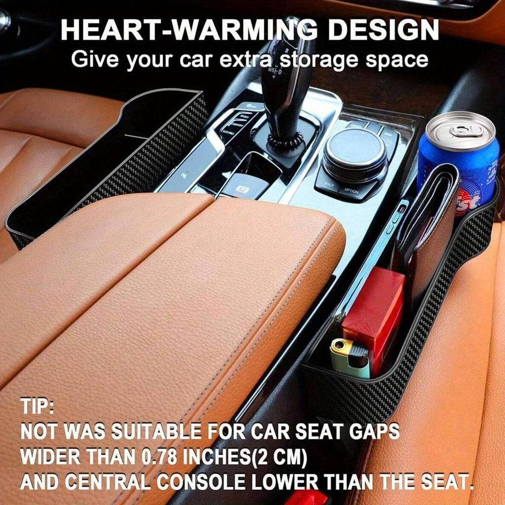 Car Seat Organizer, Multifunctional Car Seat Gap Filler Organizer, Auto Console Side Storage Box With Cup Holders Gap Storage Box For Car