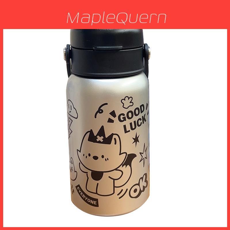Kids Cartoon Dog Rabbit 316 Stainless Steel Insulated Bottle With Straw For School And Travel
