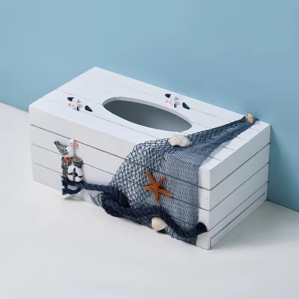 Ocean Themed Napkin Holder Wooden Napkin Dispenser Desktop Decoration Paper Box  Living Room