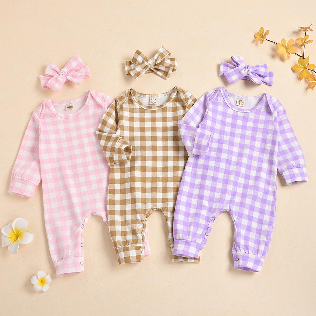 Children's Bodysuit & Plaid Pants & Headband Set main image 0