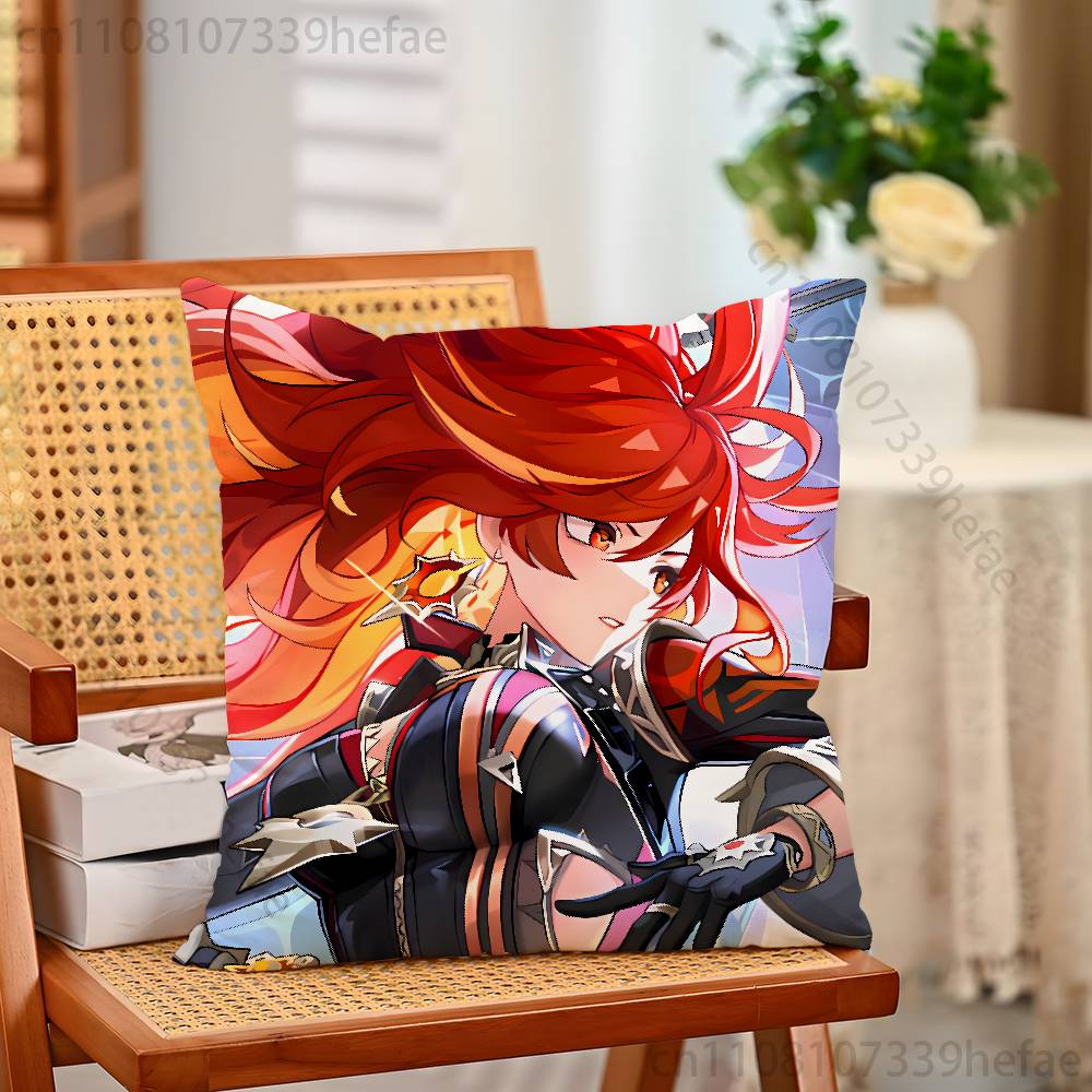 Genshin Impact Mavuika Throw Pillow Case For 45x45cm55x55cm30x30cm For Home Bedroom Decoration And Protector