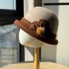 Winter hats for middle-aged and elderly women, new stylish and versatile warm woolen bucket hats with fleece lining for elderly ladies and mothers