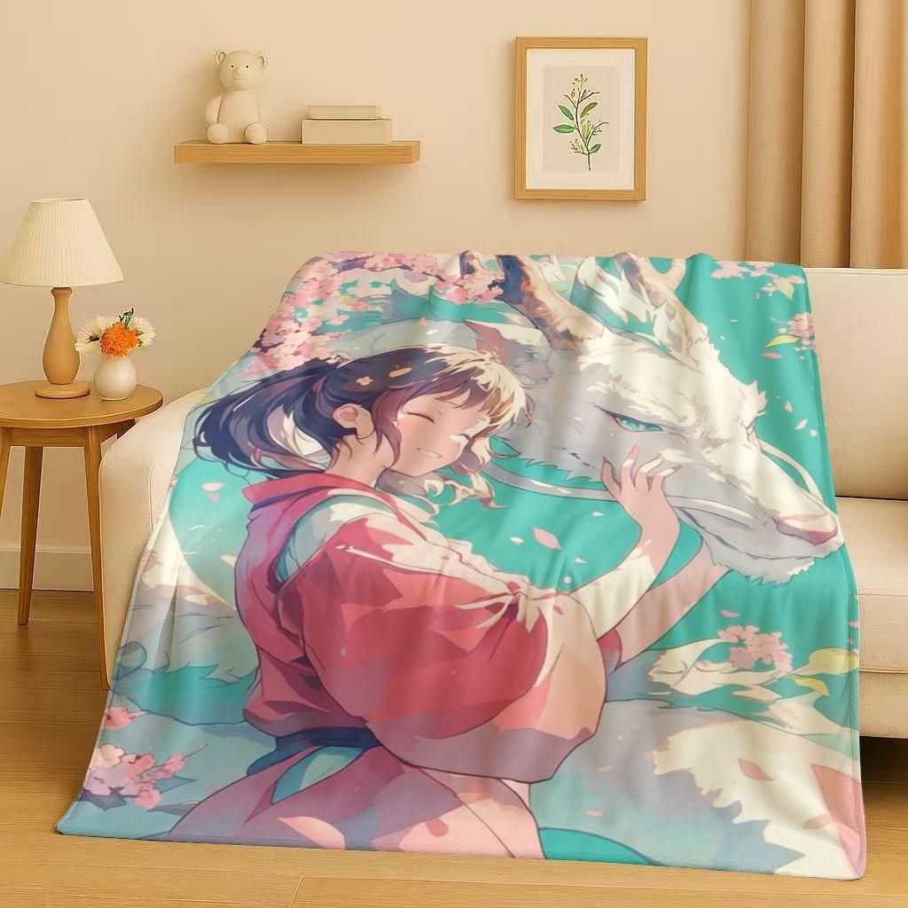 3D Retro Cartoon Spirited Away No Face Man Flannel Blanket,Ultra Soft Warm Plush Throw for Home Bedroom Bed Sofa Cover Kid Gift