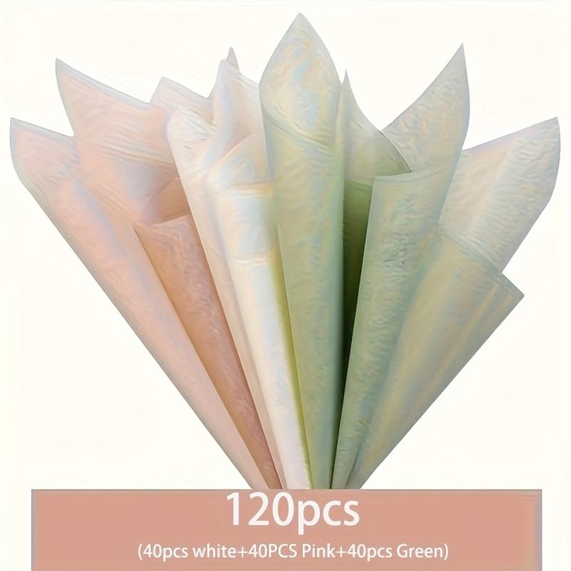 120 szt. Wyciągany papier podkładowy do pakowania kwiatów, Papier do pakowania kwiatów, Papier do pakowania kompozycji kwiatowych, Różne miękkie kolory: Różowy, biały, zielony