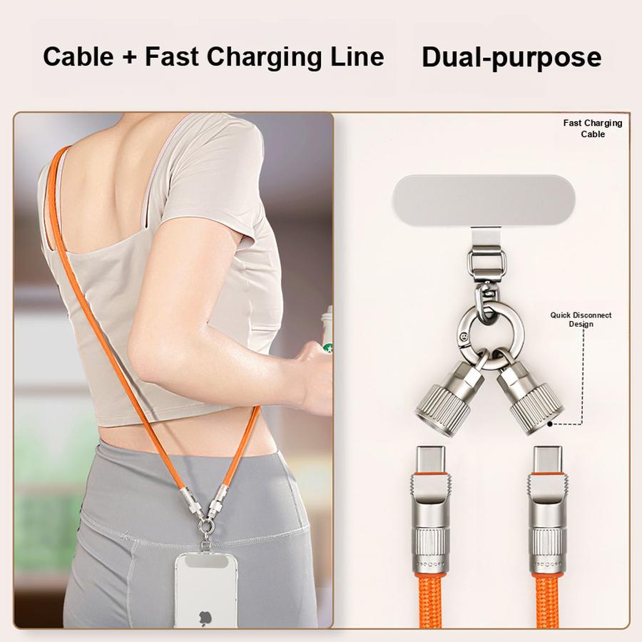 Handy-Lanyard Verstellbares Crossbody-Nackenband Seil mit Edelstahl-Pads Anti-Verlust Anti-Diebstahl Geflochtenes Seil