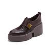 British style platform sheepskin high-heeled single shoes women's 2025 spring new muffin bottom wedge heel leather deep-mouth loafers