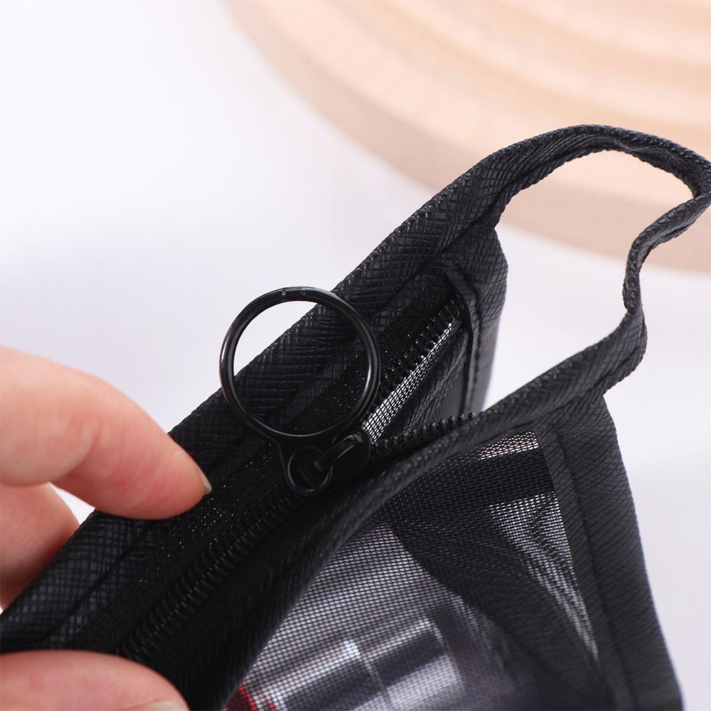 Large Capacity Mesh Makeup Bag Zipper Storage Toiletry Bag Transparent Cosmetic Bag  Outdoor