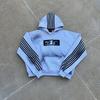 European and American retro striped loose unisex street hip-hop personality patch embroidered hoodie