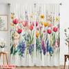 2pcs,2D Plane Printing Curtains&Window Treatment Blooming Canvas Polyester (without Rod) Decorations For Home Perfect for