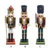 Traditional Wood Checkered Nutcrackers 38cm Figure Ornament Christmas Soldier King Puppet Figurine Holiday Decoration