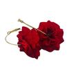 Red Rose Floral Metal Hoop Earrings: Unique, Fashionable Ear Cuffs with an Exaggerated, High-End Feel.