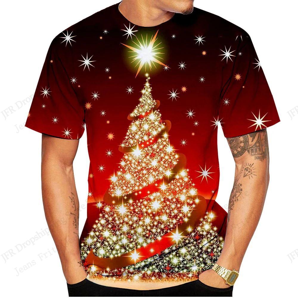 Men's Christmas Funny Santa Claus 3D Printed T-Shirt, Men's Fashion Hip-Hop Casual Short-Sleeve Top