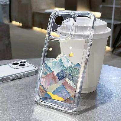 Per iPhone 16 Promax Montagna Colorata Cima Nevosa Ghiacciaio Spazio per Custodia Telefono Apple 17 per 15/14 Pittura Colorata