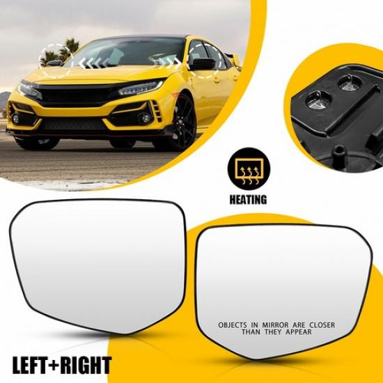 2pcs Set Side Mirror Glass Heated Driver Passenger Side For 16-21 Honda Civic N