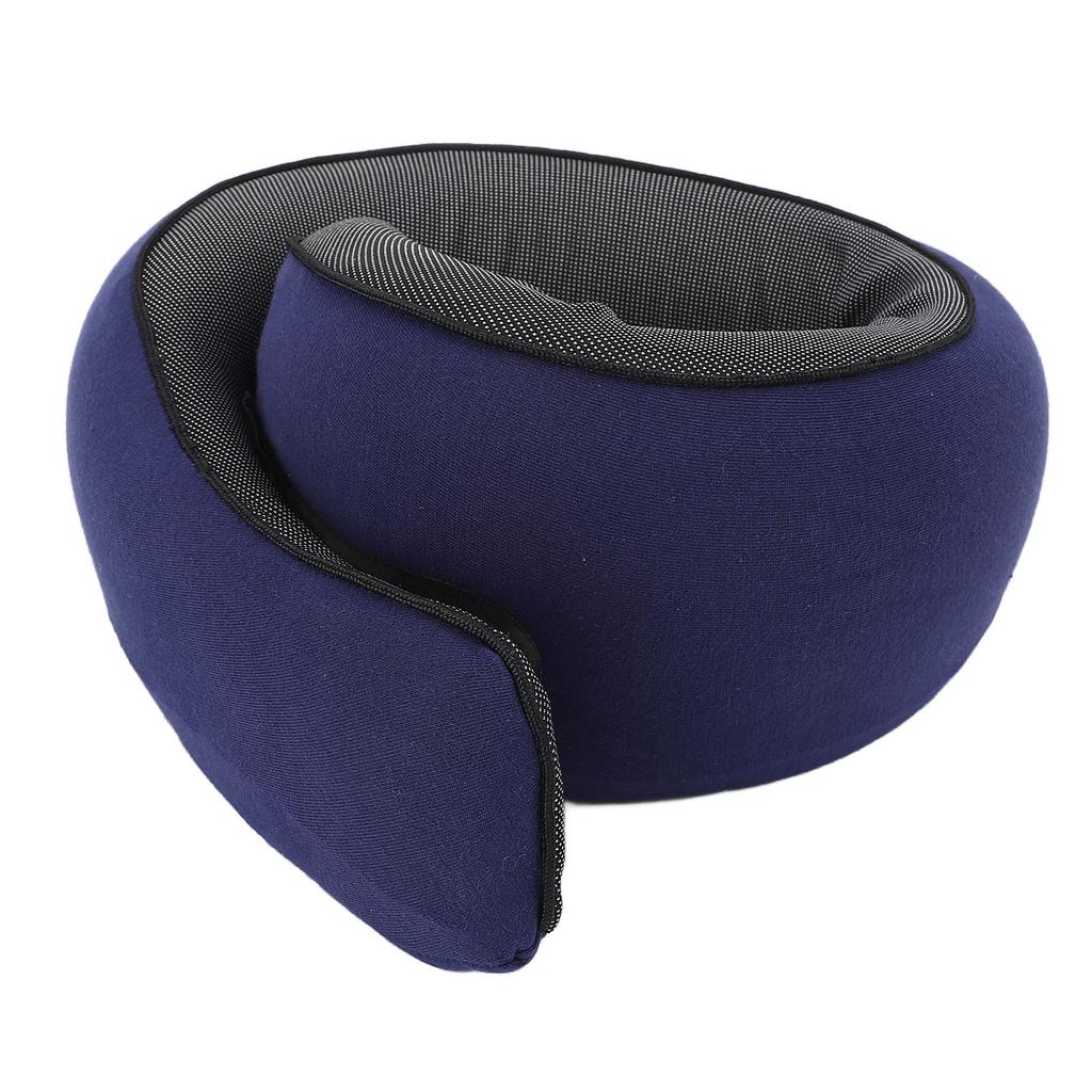 Neck Pillow Foldable Breathable Polyester Fiber Portable Memory Foam Travel Neck Pillow Navy Blue