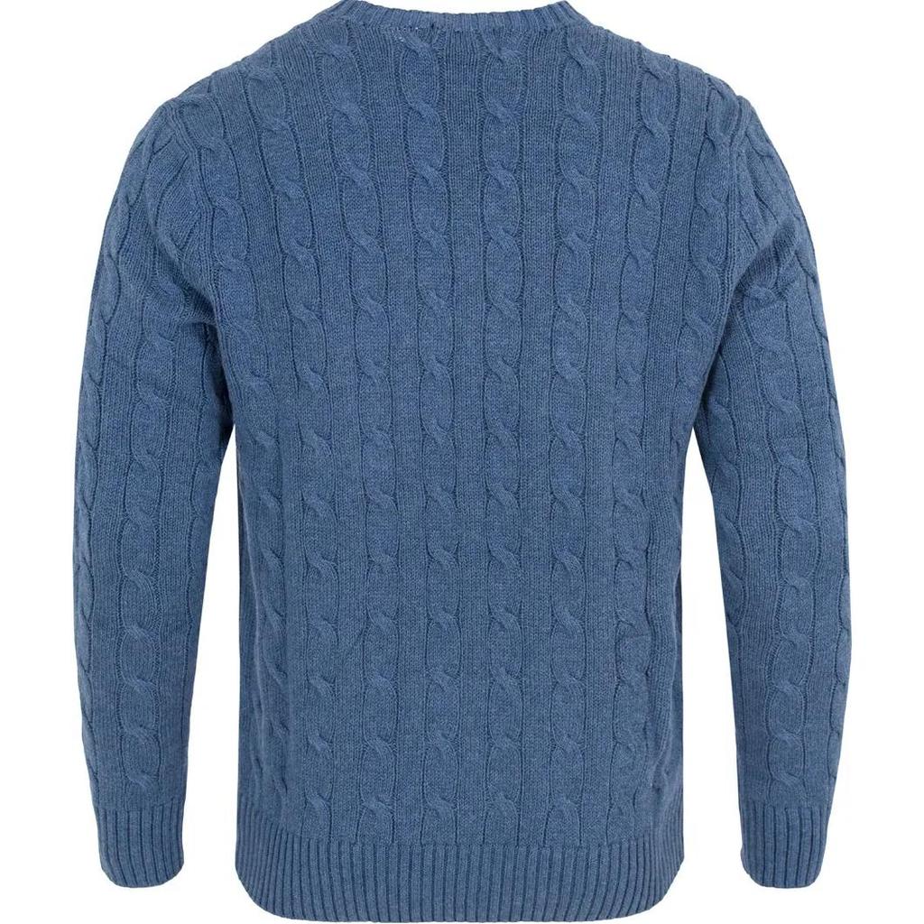 Polo Ralph Lauren Embroidered Pony Crew Neck Long Sleeve Knit Sweater Men Sweater Blue MNPOSWE16820617-400